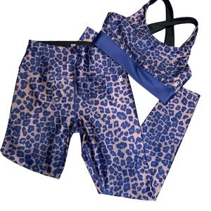 Good American Blue and Pink Leopard Activewear